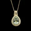 14K Yellow Gold Estate Prasiolite And Diamond Pendant Necklace -Luxe Rings Shop ESNK7903A