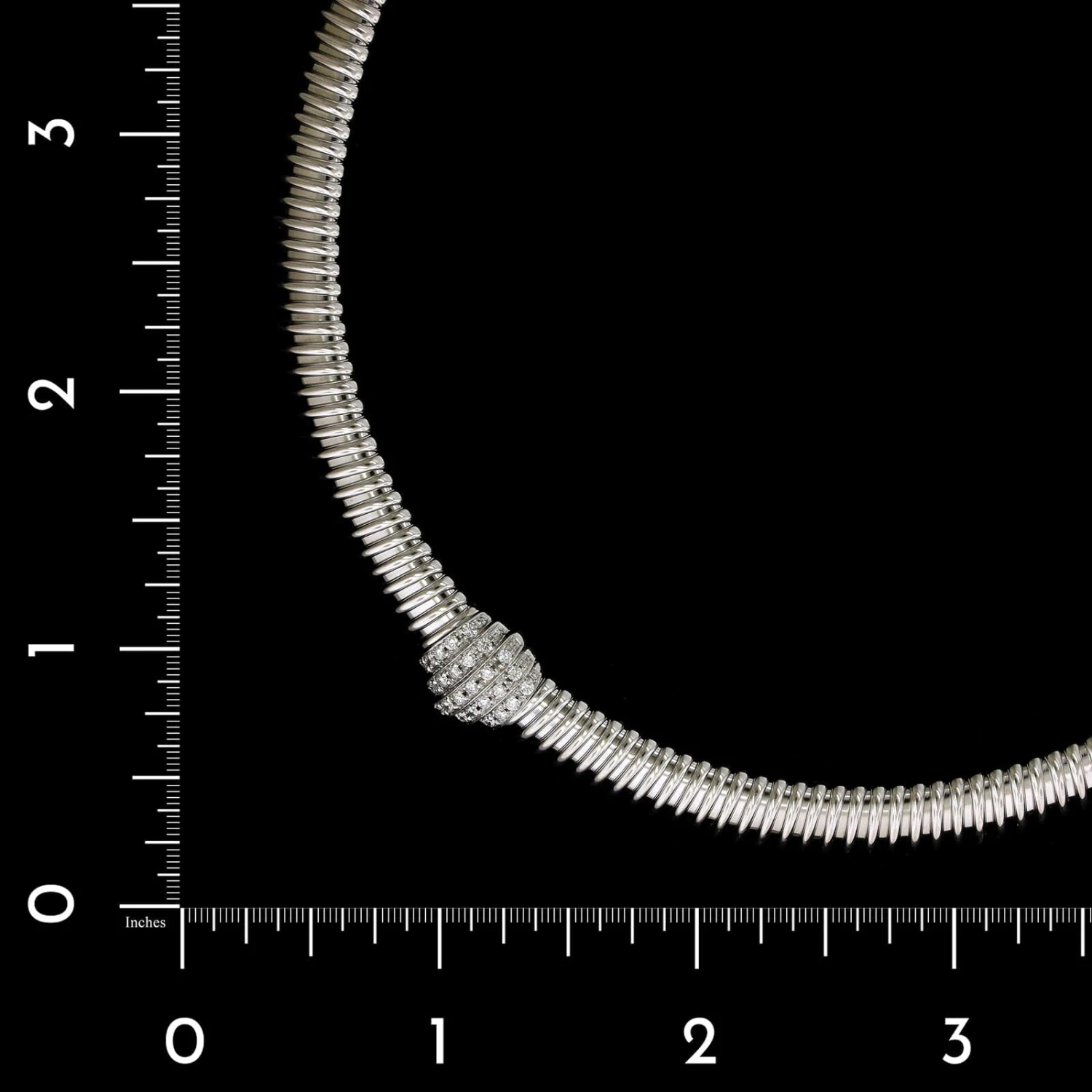 Carlo Weingrill 18K White Gold Estate Diamond Tubogas Necklace 5 Carlo Weingrill 18K White Gold Estate Diamond Tubogas Necklace - Image 3