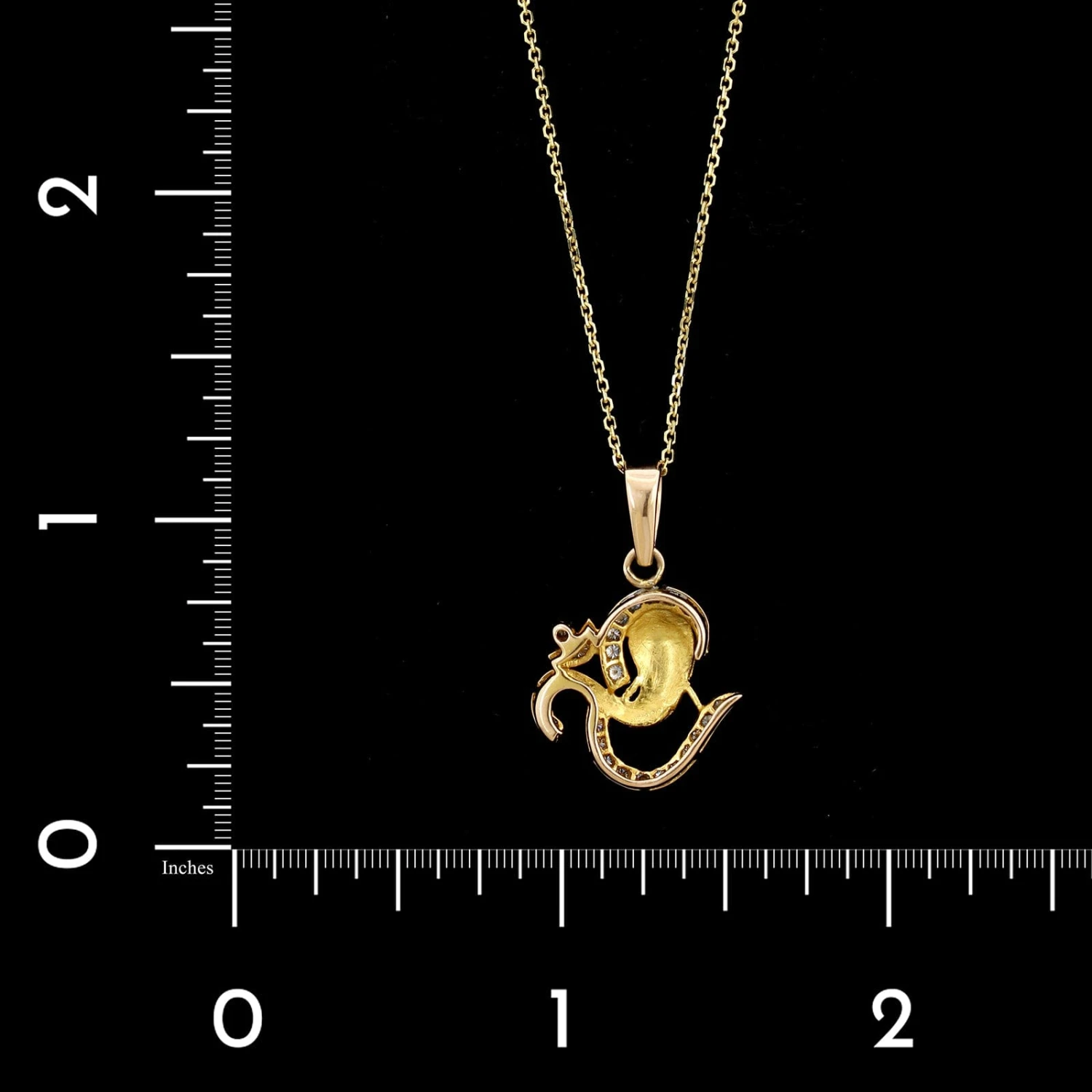 14K Yellow Gold Estate Diamond Om Ganesh Pendant Necklace 4 14K Yellow Gold Estate Diamond Om Ganesh Pendant Necklace - Image 2