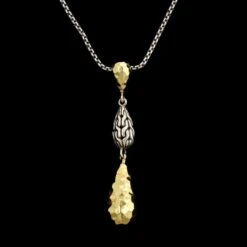 John Hardy Sterling Silver And 18K Yellow Gold Estate Triple Teardrop Necklace