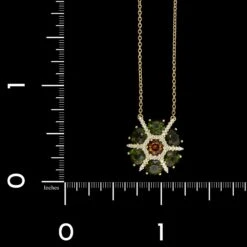 Paul Morelli 18K Yellow Gold Estate Tourmaline And Diamond Fleurette Pendant -Luxe Rings Shop ESNK8019D