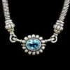 Lagos Caviar Sterling Silver And 18K Yellow Gold Estate Blue Topaz Necklace -Luxe Rings Shop ESNK8030A