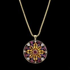 14K Yellow Gold Estate Gem-set Pendant Necklace