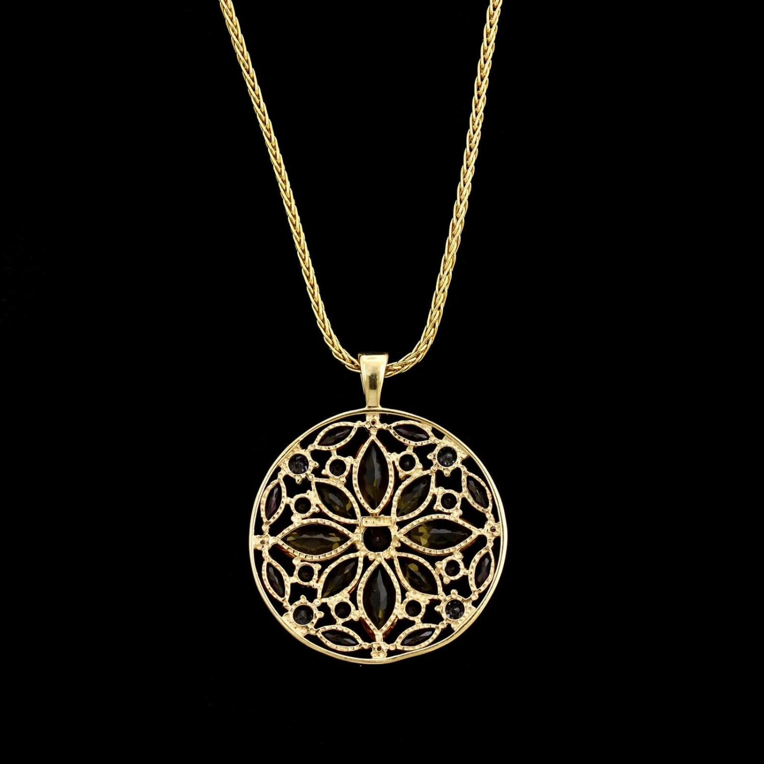 14K Yellow Gold Estate Gem-set Pendant Necklace 4 14K Yellow Gold Estate Gem-set Pendant Necklace - Image 2