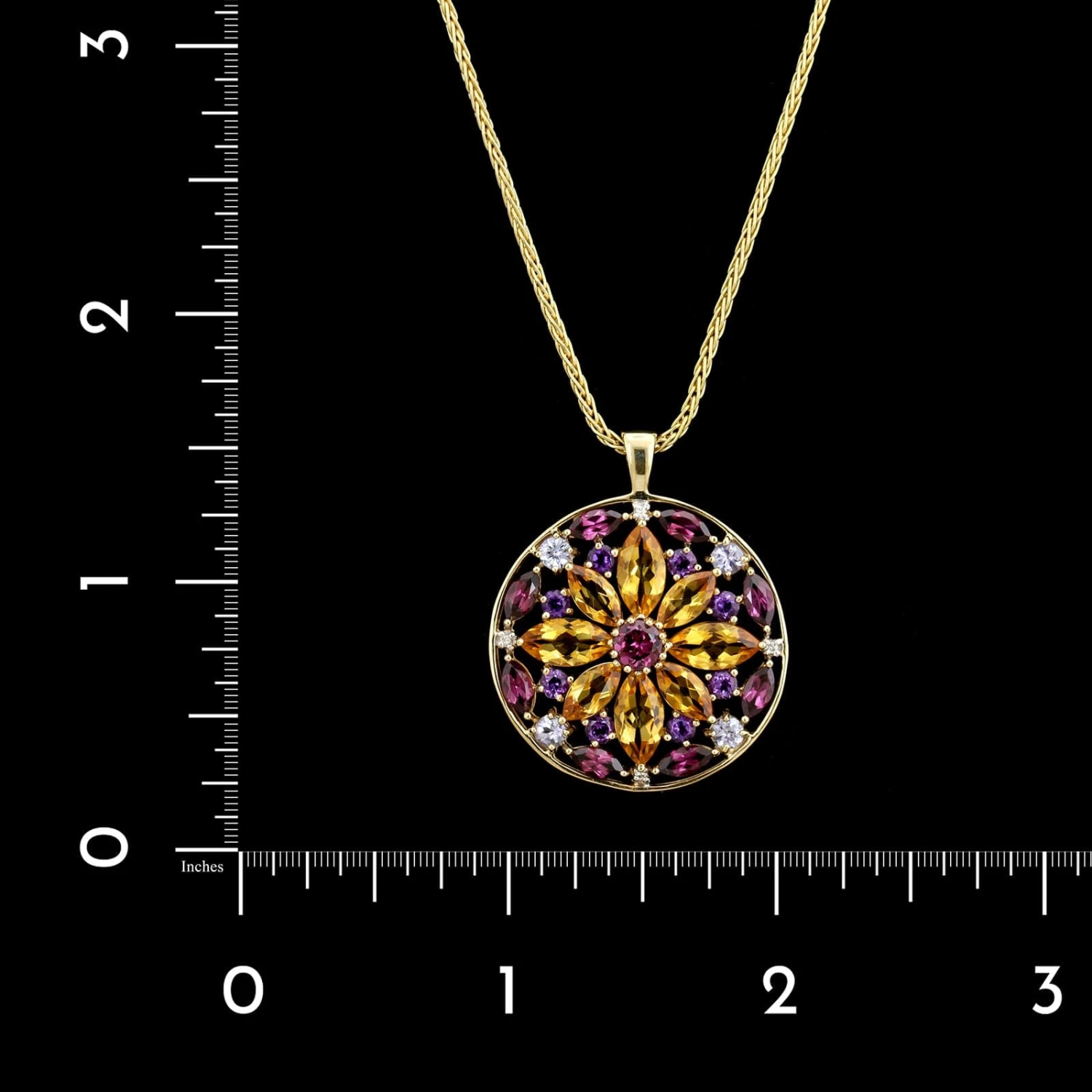 14K Yellow Gold Estate Gem-set Pendant Necklace 6 14K Yellow Gold Estate Gem-set Pendant Necklace - Image 4