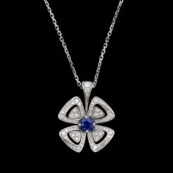 Bulgari 18K White Gold Estate Diamond And Sapphire Fiorever Pendant
