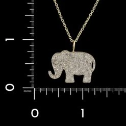 Sydney Evan 14K Yellow Gold Estate Large Diamond Elephant Pendant Necklace -Luxe Rings Shop ESNK8072D