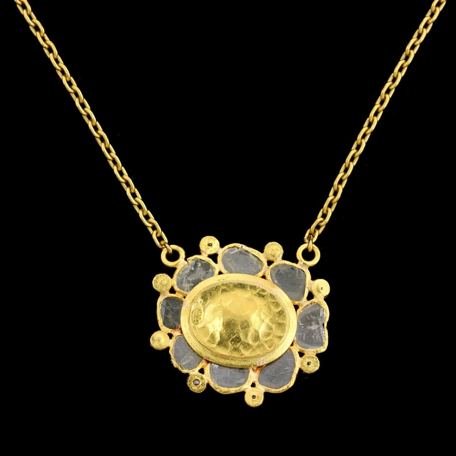 Gurhan 24K Yellow Gold Estate Emerald And Diamond Pendant 4 Gurhan 24K Yellow Gold Estate Emerald And Diamond Pendant - Image 2