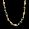 18K Yellow Gold Estate Lapis And Green Onyx Necklace -Luxe Rings Shop ESNK8153A