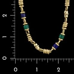 18K Yellow Gold Estate Lapis And Green Onyx Necklace -Luxe Rings Shop ESNK8153C