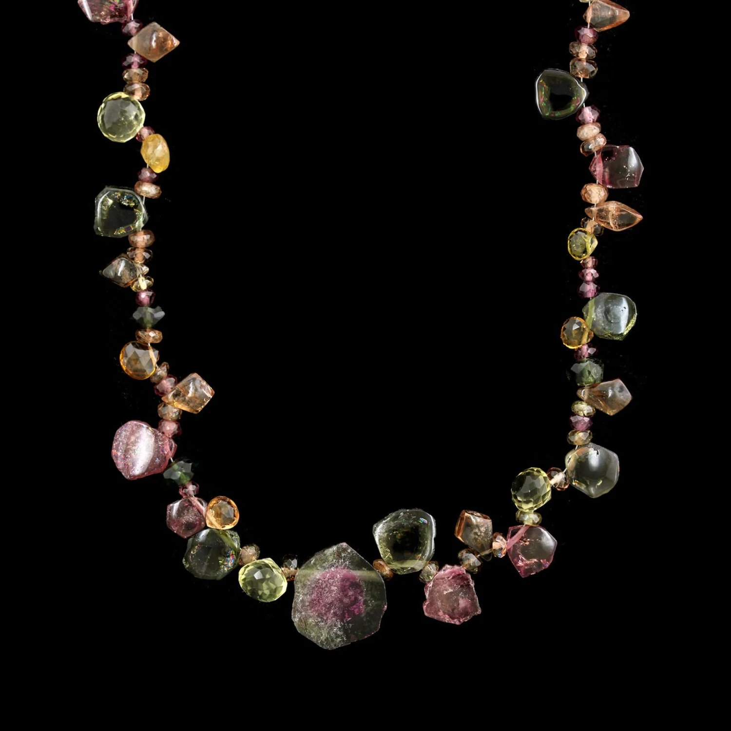 14K Yellow Gold Estate Multi Tourmaline Bead Necklace 3 14K Yellow Gold Estate Multi Tourmaline Bead Necklace