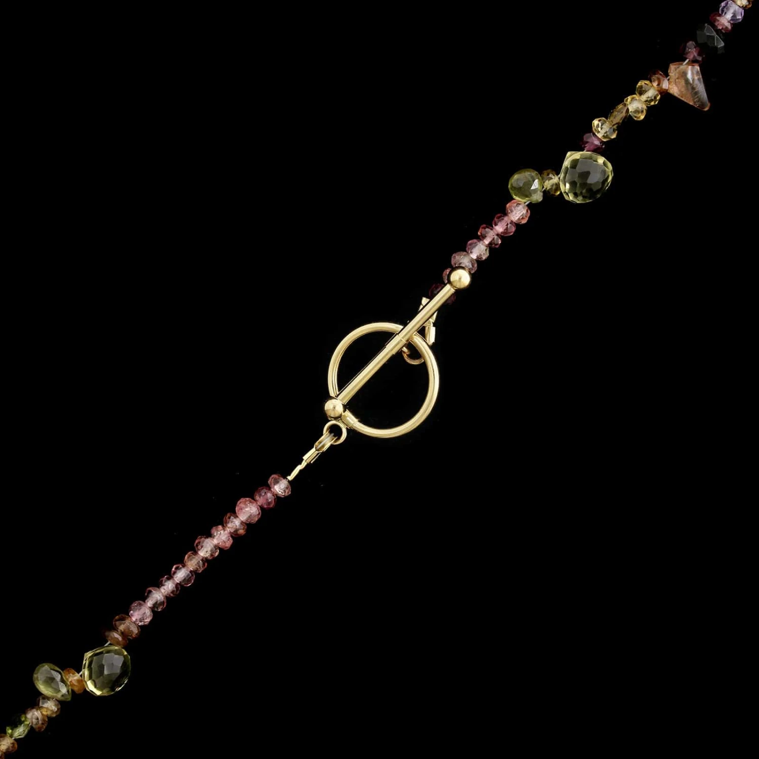 14K Yellow Gold Estate Multi Tourmaline Bead Necklace 4 14K Yellow Gold Estate Multi Tourmaline Bead Necklace - Image 2