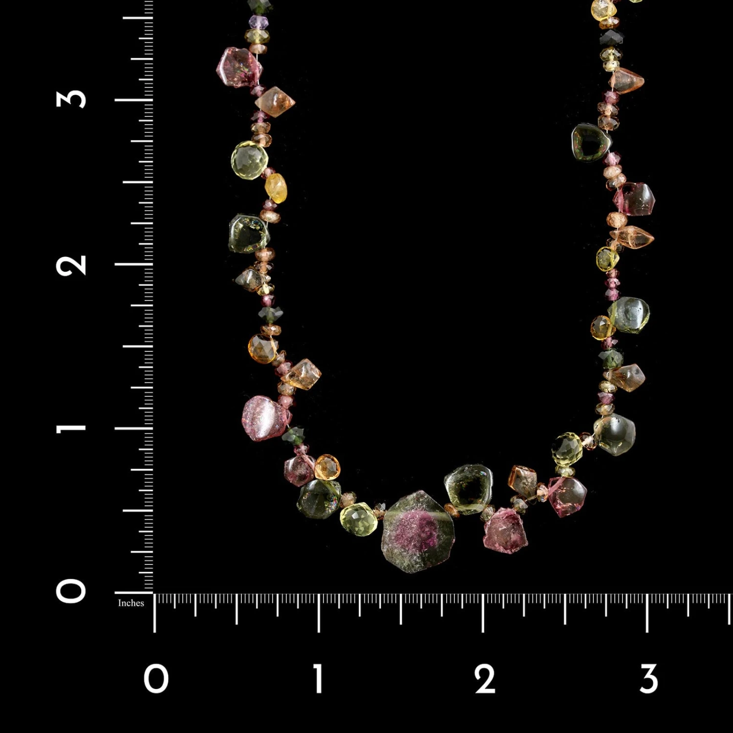 14K Yellow Gold Estate Multi Tourmaline Bead Necklace 5 14K Yellow Gold Estate Multi Tourmaline Bead Necklace - Image 3