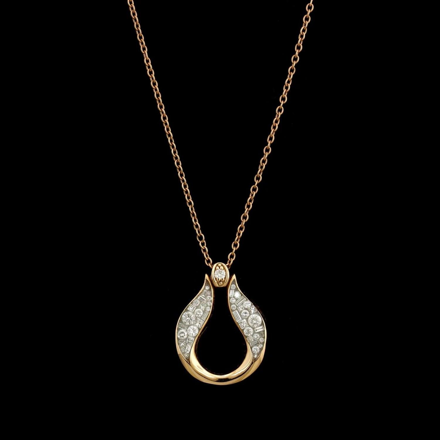 Pleve 18K Rose Gold Estate Color Diamond And Resin Mosaic Pendant 3 Pleve 18K Rose Gold Estate Color Diamond And Resin Mosaic Pendant