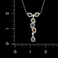18K White Gold Estate Multicolored Sapphire And Diamond Necklace -Luxe Rings Shop ESNK8192D