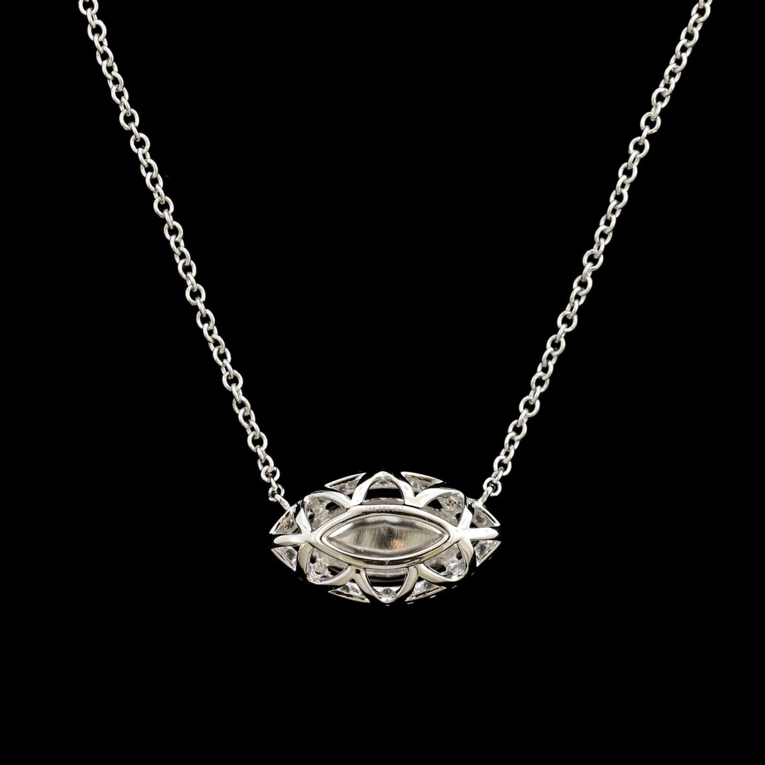 14K White Gold Estate Opal And Diamond Necklace 4 14K White Gold Estate Opal And Diamond Necklace - Image 2