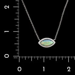 14K White Gold Estate Opal And Diamond Necklace 9 14K White Gold Estate Opal And Diamond Necklace -Luxe Rings Shop ESNK8200D