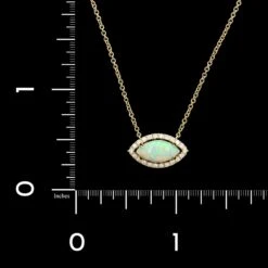 14K Yellow Gold Estate Opal And Diamond Necklace -Luxe Rings Shop ESNK8202D