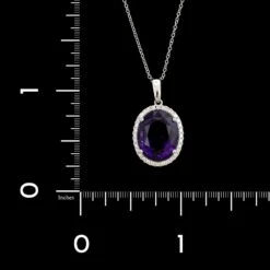 14K White Gold Estate Amethyst And Diamond Necklace -Luxe Rings Shop ESNK8203D