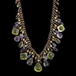 Laura Gibson 22K Yellow Gold Estate Gemstone Necklace