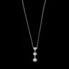 14K White Gold Estate Diamond Three Stone Pendant Necklace