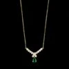 18K Yellow Gold Estate Emerald And Diamond Necklace -Luxe Rings Shop ESNK8340A