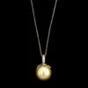 14K Yellow Gold Estate Cultured Golden South Sea Pearl And Diamond Pendant Necklace -Luxe Rings Shop ESNK8342A