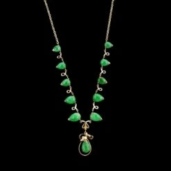 14K Yellow Gold Estate Jade Necklace
