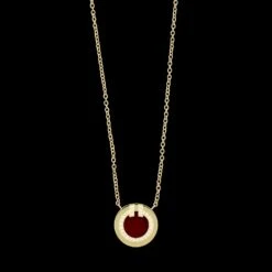 Tiffany & Co. 18K Yellow Gold Estate Carnelian And Diamond T Circle Pendant Necklace