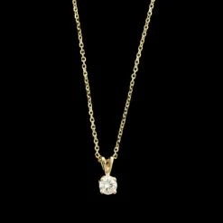 14K Yellow Gold Estate Diamond Solitaire Pendant