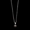 14K White Gold Estate Cultured Black Pearl And Diamond Pendant Necklace -Luxe Rings Shop ESNK8424A