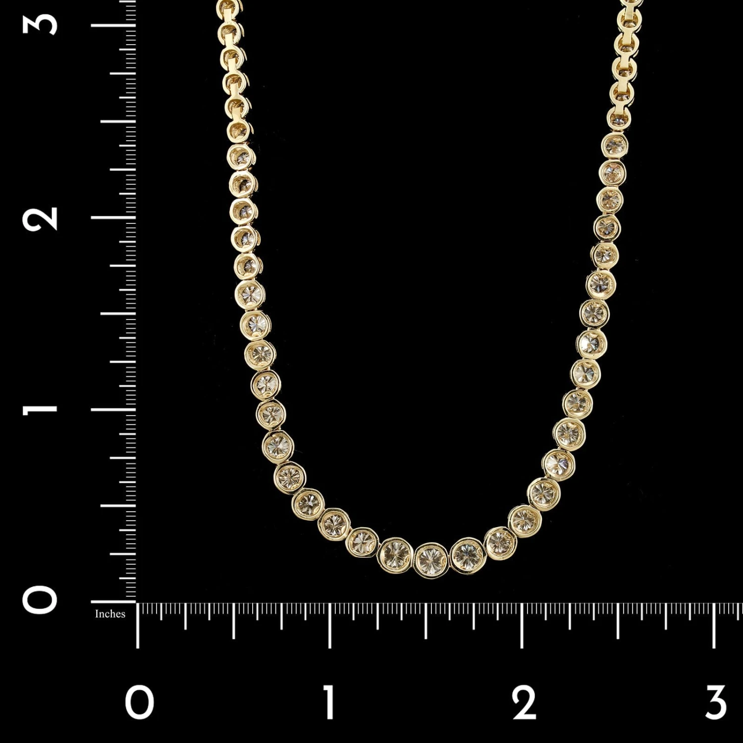 14K Yellow Gold Estate Diamond Riviere Necklace 4 14K Yellow Gold Estate Diamond Riviere Necklace - Image 2