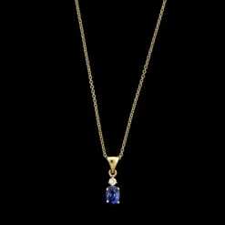 18K Yellow Gold Estate Sapphire And Diamond Pendant Necklace