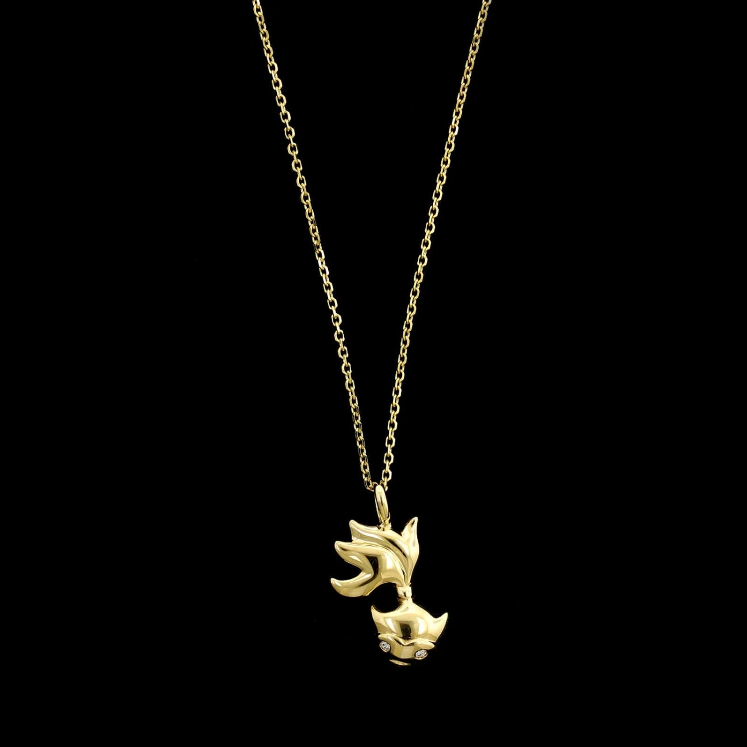 14K Yellow Gold Estate Diamond Fish Pendant 3 14K Yellow Gold Estate Diamond Fish Pendant