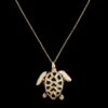 14K Yellow Gold Green Estate Onyx Turtle Pendant -Luxe Rings Shop ESNK8513A