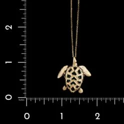 14K Yellow Gold Green Estate Onyx Turtle Pendant -Luxe Rings Shop ESNK8513D