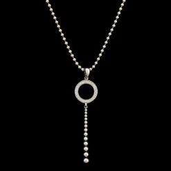Lagos Sterling Silver Estate Diamond Caviar Spark Pendant Necklace