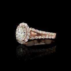 14K Rose Gold Estate Oval Diamond Halo Engagement Ring