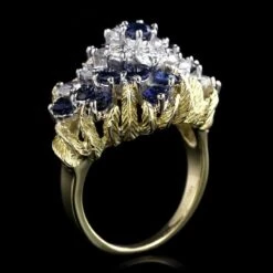 18K Two-Tone Gold Estate Sapphire And Diamond Ring -Luxe Rings Shop ESRG6814A