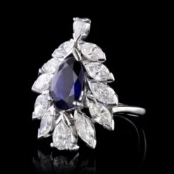 Vintage 14K White Gold Sapphire And Diamond Ring -Luxe Rings Shop ESRG6975