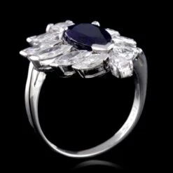 Vintage 14K White Gold Sapphire And Diamond Ring -Luxe Rings Shop ESRG6975B