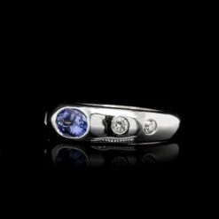 14K White Gold Estate Tanzanite And Diamond Ring