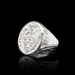 14K White Gold Estate Family Crest Ring