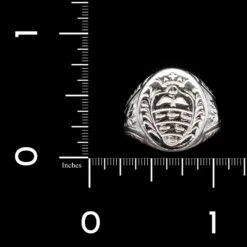 14K White Gold Estate Family Crest Ring -Luxe Rings Shop ESRG9723D