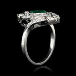 Vintage Platinum Estate Emerald And Diamond Ring -Luxe Rings Shop ESRG9881C