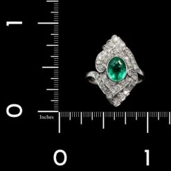Vintage Platinum Estate Emerald And Diamond Ring -Luxe Rings Shop ESRG9881D