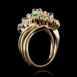 14K Yellow Gold Estate Emerald And Diamond Ring -Luxe Rings Shop ESRG9912C