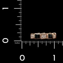 Bulgari 18K Rose Gold Estate Diamond And Onyx 'Serpenti Viper' Ring -Luxe Rings Shop ESRG9944D