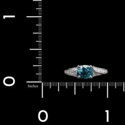 Platinum Estate Blue Zircon And Diamond Ring -Luxe Rings Shop ESRI00062D