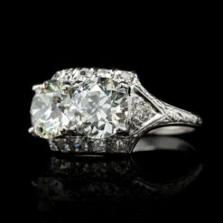 Art Deco Platinum Estate Toi Et Moi Diamond Twin Stone Ring